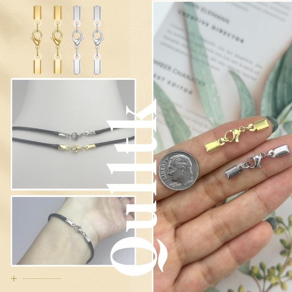 20Sets Cord End Caps with Lobster Clasp Connector,316 Stainless Steel Cord Ends for Jewelry Making Leather Necklace Cord with Clasp 3MM ID End Caps for DIY Bracelets Necklaces - Image 5