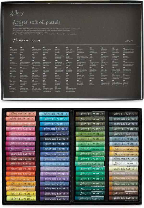 MUNGYO Gallery Professional Artists' Soft Oil Pastels Set of 72 Vibrant Colors for Blending