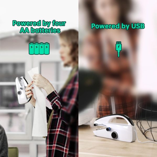 Sewing Kit:Sewing bliss in one box.Handheld sewing machine,beginner's sewing kit with storage,two power supply modes,portable mini sewing machine,Handheld Sewing Machine for Beginners.White - Image 5