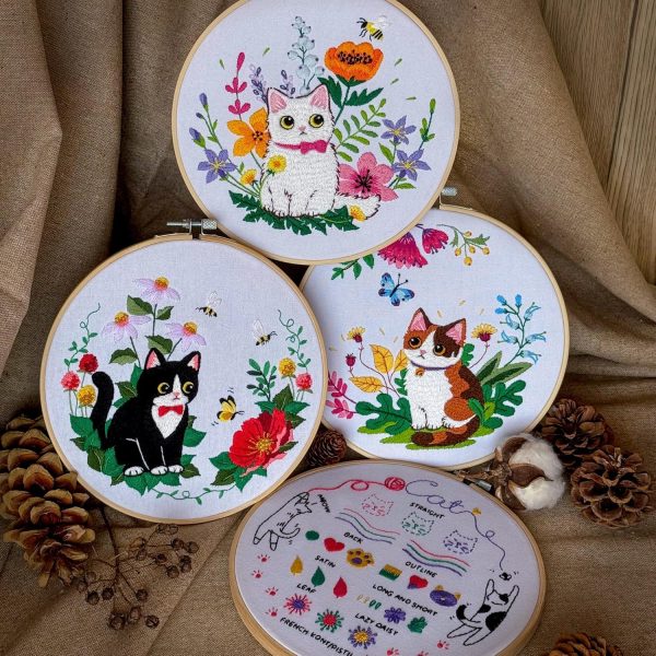 ZWZRAFT Embroidery Kit for Beginners, 4 Sets Cat Embroidery Kits, Needle Point Kits Adults Beginner, with Original Patterns, Detailed and Easy to Follow Step-by-Step Instructions - Image 7